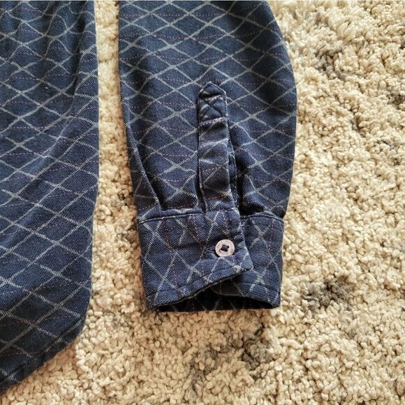 Living the Dream boys navy/grey long-sleeved button-down collard shirt - Picture 3 of 7